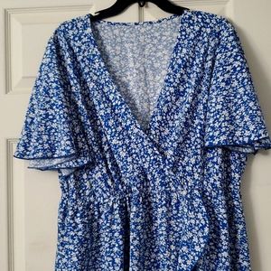 Floral v-neck slit dress